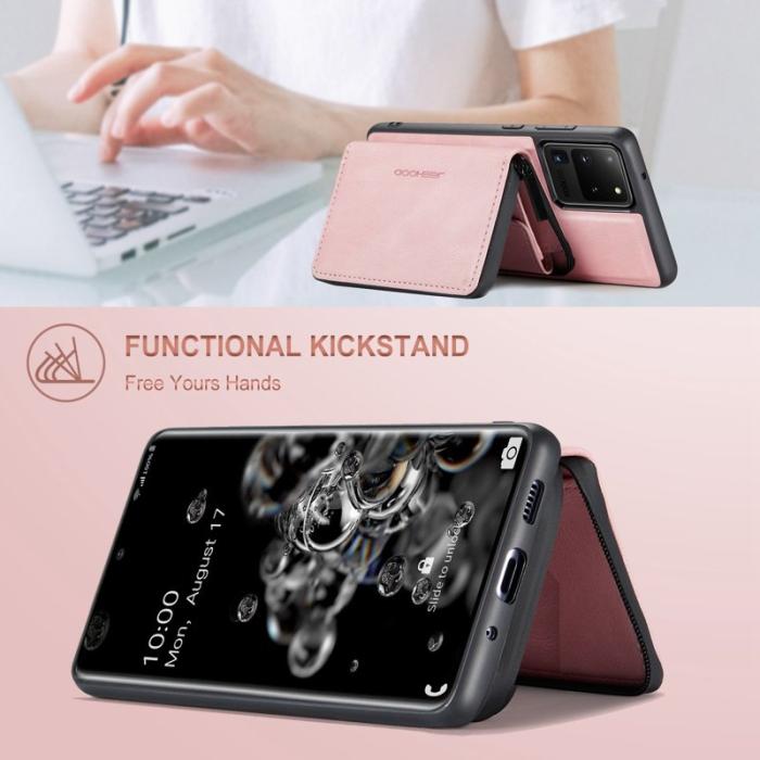 JEEHOOD - JEEHOOD Zipper Wallet Skal för Samsung Galaxy S20 Ultra - Rosa