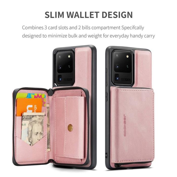 JEEHOOD - JEEHOOD Zipper Wallet Skal för Samsung Galaxy S20 Ultra - Rosa