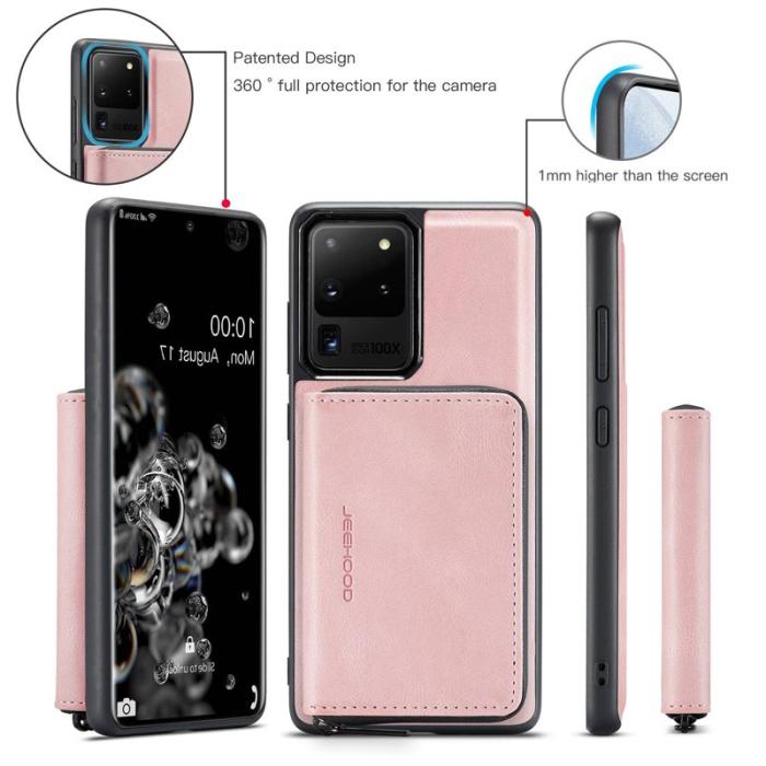JEEHOOD - JEEHOOD Zipper Wallet Skal för Samsung Galaxy S20 Ultra - Rosa