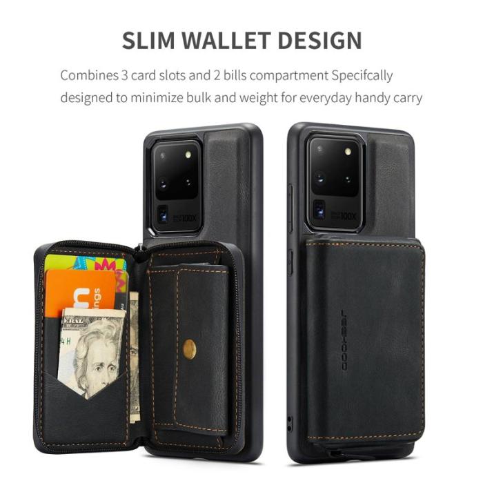 JEEHOOD - JEEHOOD Zipper Wallet Skal för Samsung Galaxy S20 Ultra - Svart