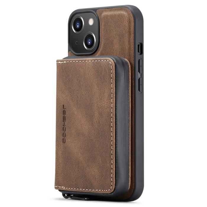 JEEHOOD - JEEHOOD Zippered Wallet Case iPhone 14 Shockproof Brun