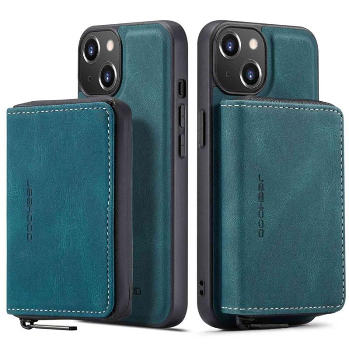 JEEHOOD - JEEHOOD Zippered Wallet Fodral iPhone 14 Blå PU Läder TPU