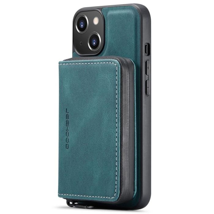JEEHOOD - JEEHOOD Zippered Wallet Fodral iPhone 14 Blå PU Läder TPU