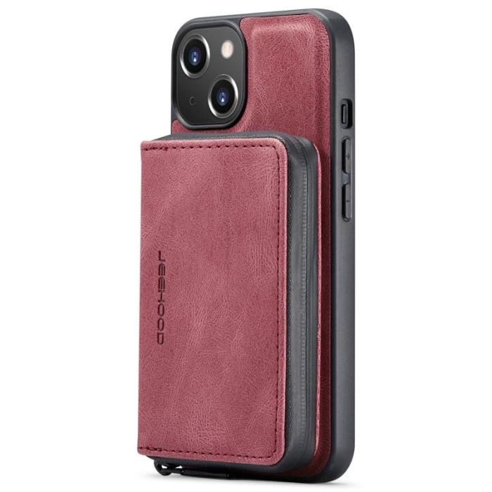 JEEHOOD - JEEHOOD Zippered Wallet Fodral iPhone 14 Röd PU Läder TPU