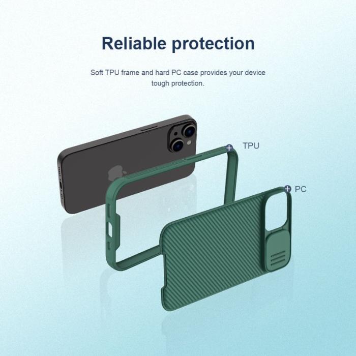 Nillkin - NILLKIN CamShield Pro iPhone 14/13 Skal Grön