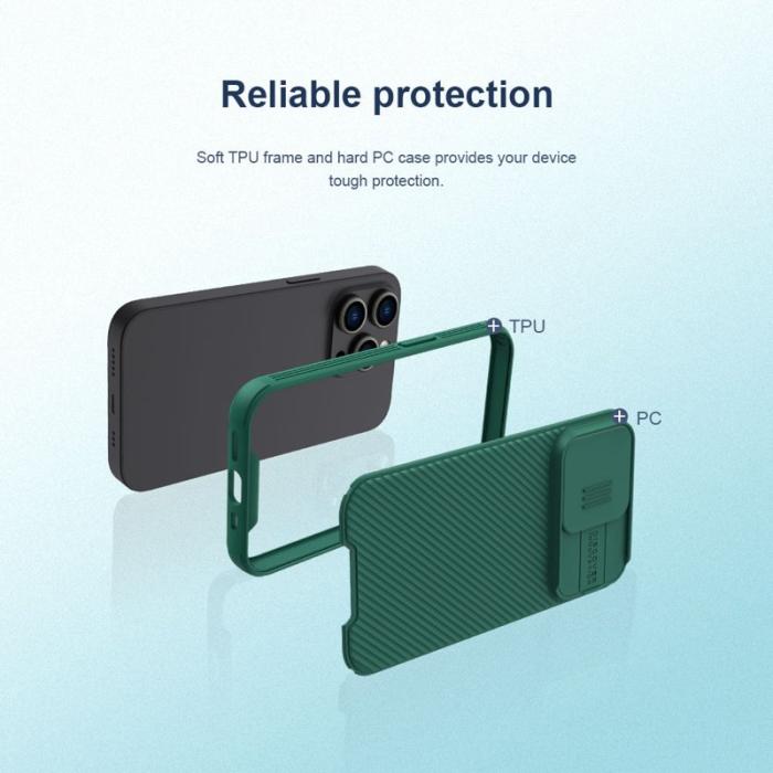 Nillkin - NILLKIN CamShield Pro iPhone 14 Pro Skal Grön 6.1 tum