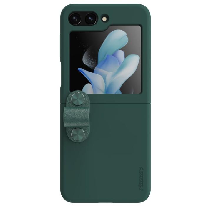 Nillkin - NILLKIN Galaxy Z Flip5 Liquid Silicone Skal med Fingerrem - Grön