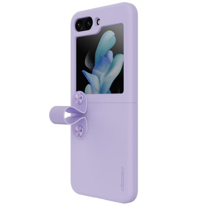 Nillkin - NILLKIN Galaxy Z Flip5 Liquid Silicone Skal med Fingerrem - Lila
