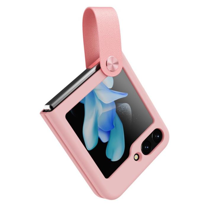 Nillkin - NILLKIN Galaxy Z Flip5 Liquid Silicone Skal med Fingerrem - Rosa
