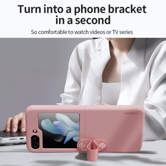 Nillkin - NILLKIN Galaxy Z Flip5 Liquid Silicone Skal med Fingerrem - Rosa