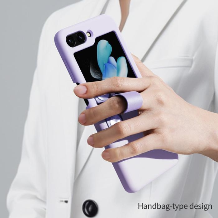 Nillkin - NILLKIN Galaxy Z Flip5 Liquid Silicone Skal med Fingerrem - Rosa