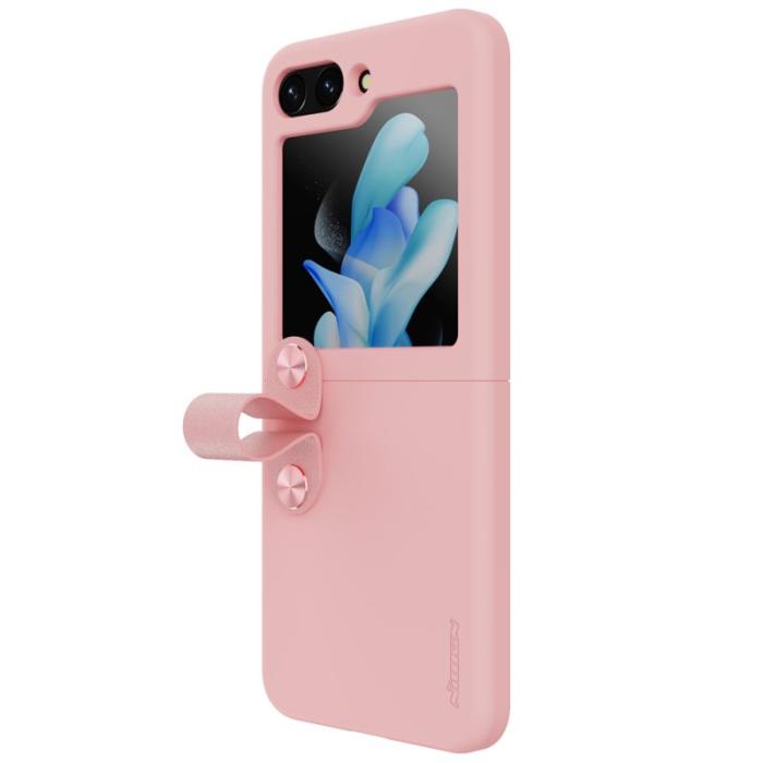 Nillkin - NILLKIN Galaxy Z Flip5 Liquid Silicone Skal med Fingerrem - Rosa