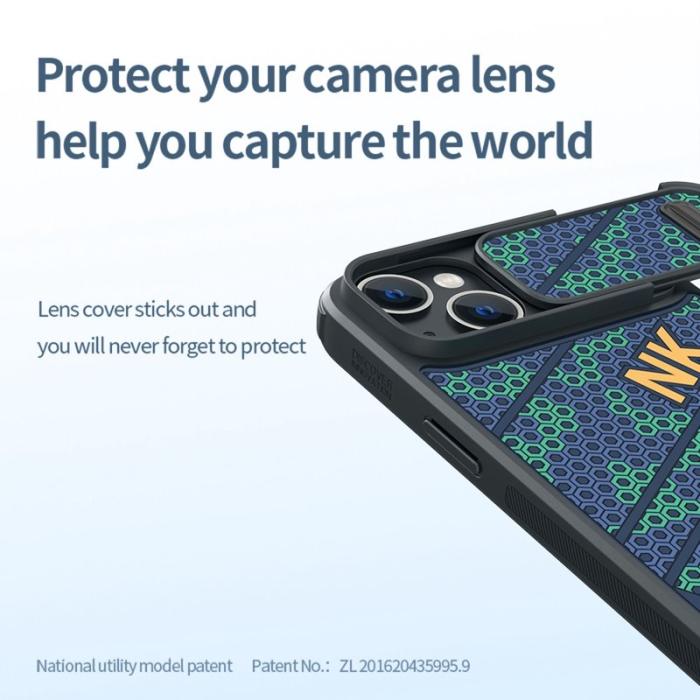 Nillkin - NILLKIN iPhone 14 Fodral Sliding Camera Cover Honeycomb Svart