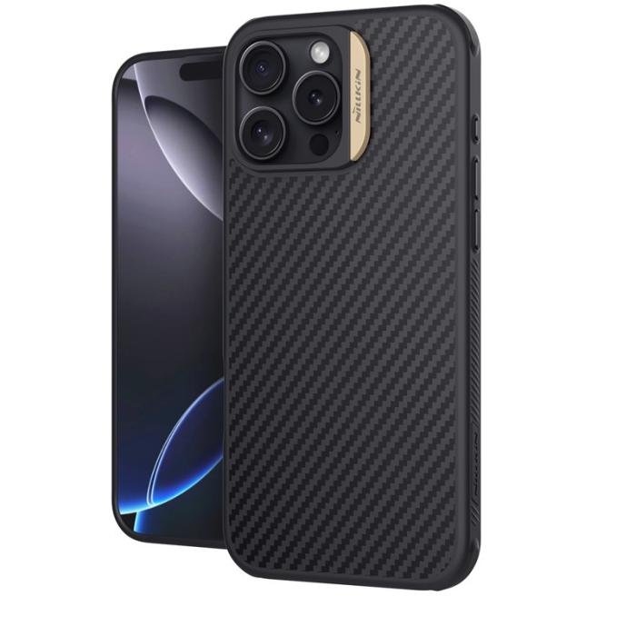 OEM - NILLKIN iPhone 16 Pro Skal Magnetiskt Kolfiber TPU + PC Guld