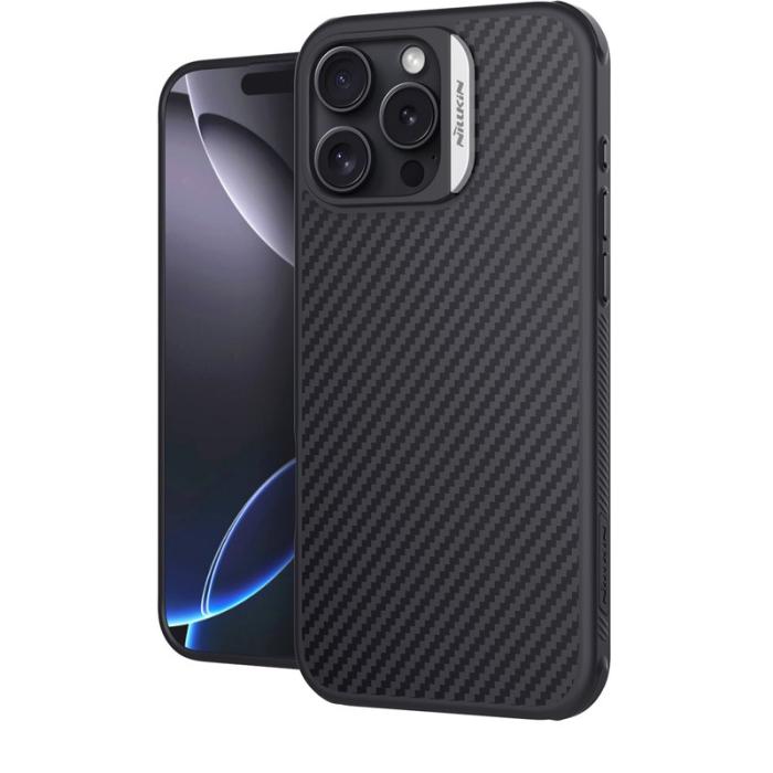 OEM - NILLKIN iPhone 16 Pro Skal Magnetiskt Kolfiber TPU + PC Silver