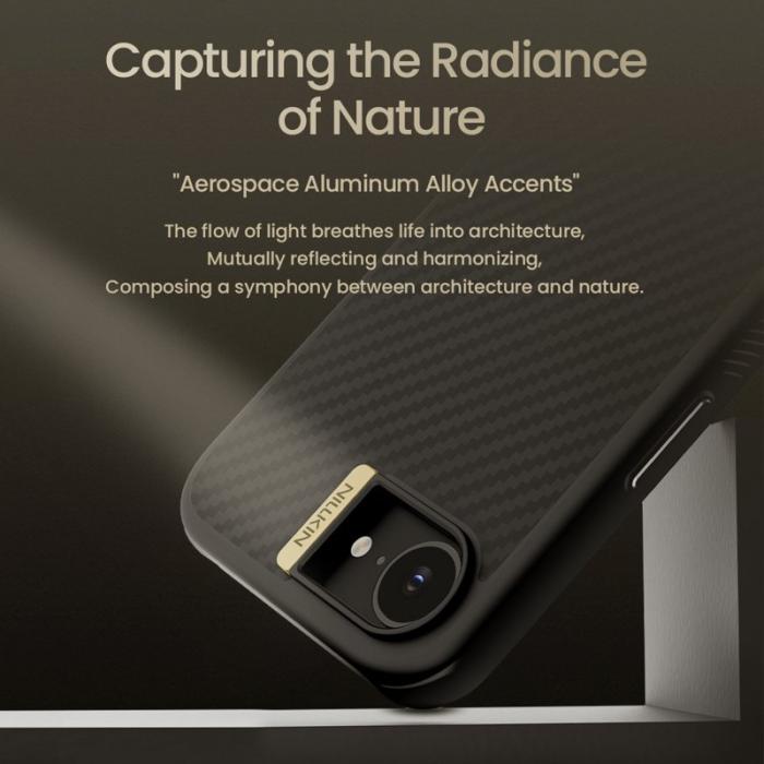 OEM - NILLKIN iPhone 16e Skal Magnetiskt Kolfiber TPU + PC Silver