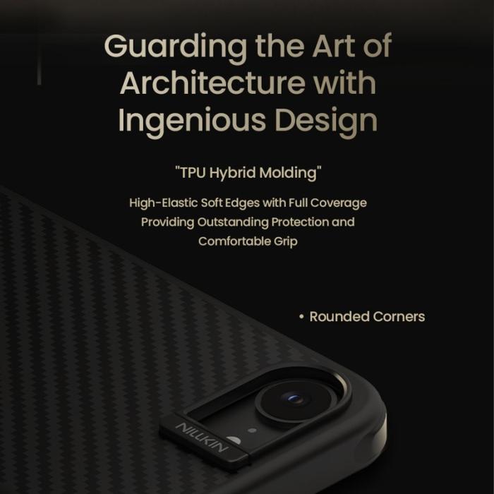 OEM - NILLKIN iPhone 16e Skal Magnetiskt Kolfiber TPU + PC Silver