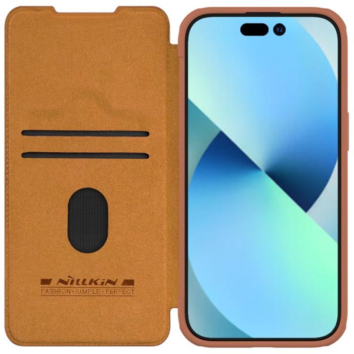 Nillkin - NILLKIN Qin Pro Series iPhone 15 Plus Fodral PU Läder Brun