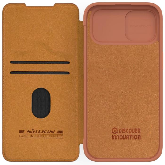 Nillkin - NILLKIN Qin Pro Series iPhone 15 Plus Fodral PU Läder Brun