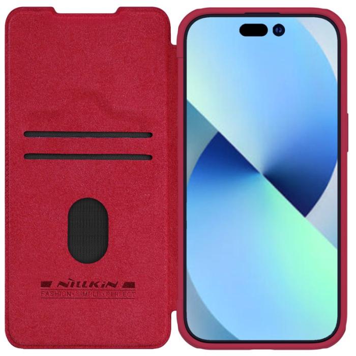 Nillkin - NILLKIN Qin Pro Series iPhone 15 Plus Fodral PU Läder Röd