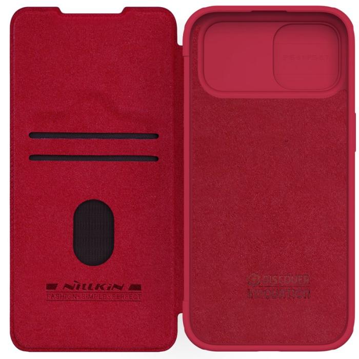 Nillkin - NILLKIN Qin Pro Series iPhone 15 Plus Fodral PU Läder Röd