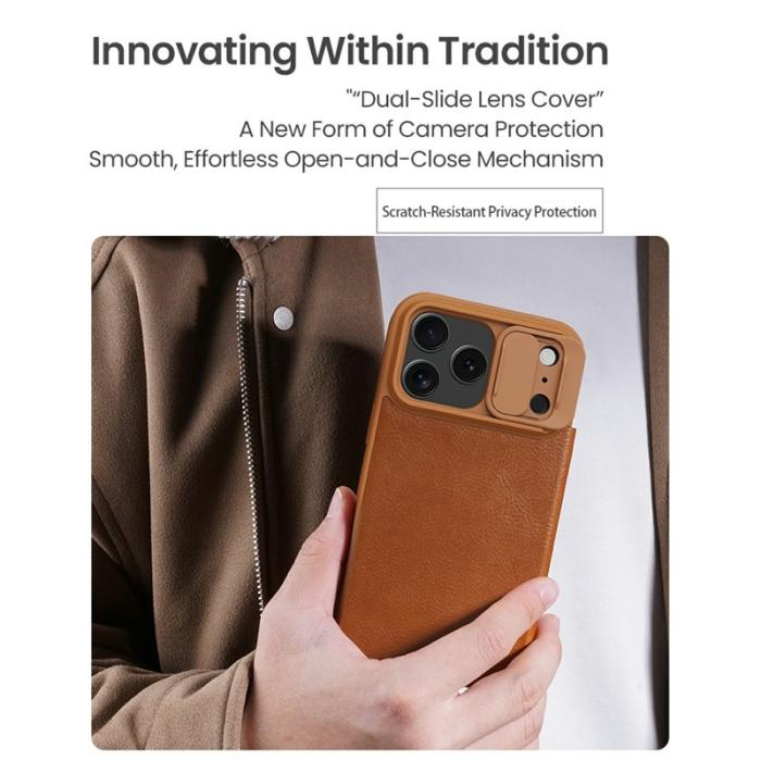 Nillkin - NILLKIN Qin Pro Series iPhone 17 Pro Max Skal Läder Svart