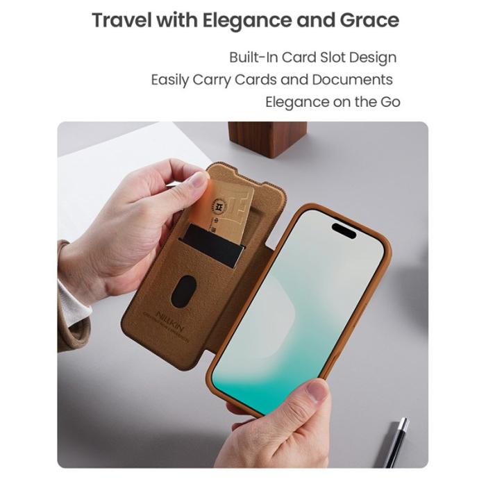 Nillkin - NILLKIN Qin Pro Series iPhone 17 Pro Max Skal Läder Svart