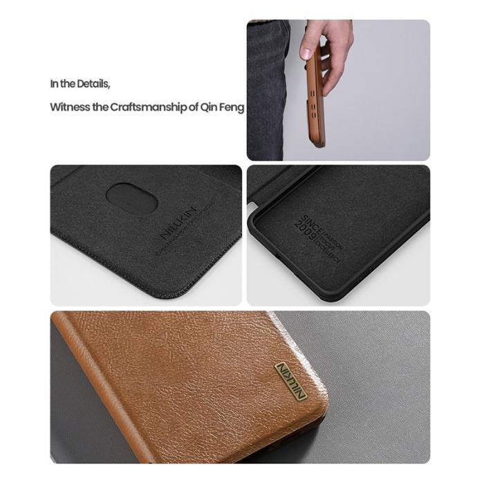 Nillkin - NILLKIN Qin Pro Series Samsung Galaxy S25 Edge Skal - Brun