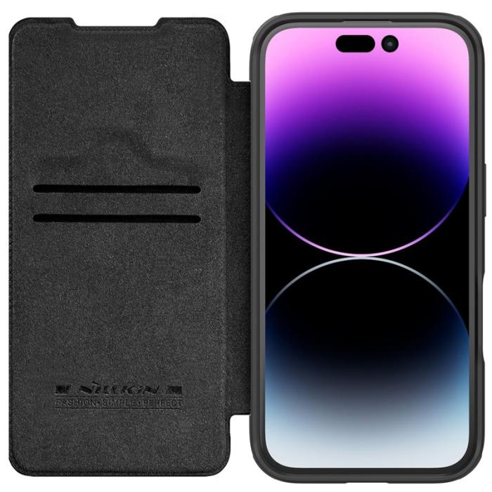 Nillkin - NILLKIN Qin Prop Series iPhone 16 Läderfodral Ställ - Svart