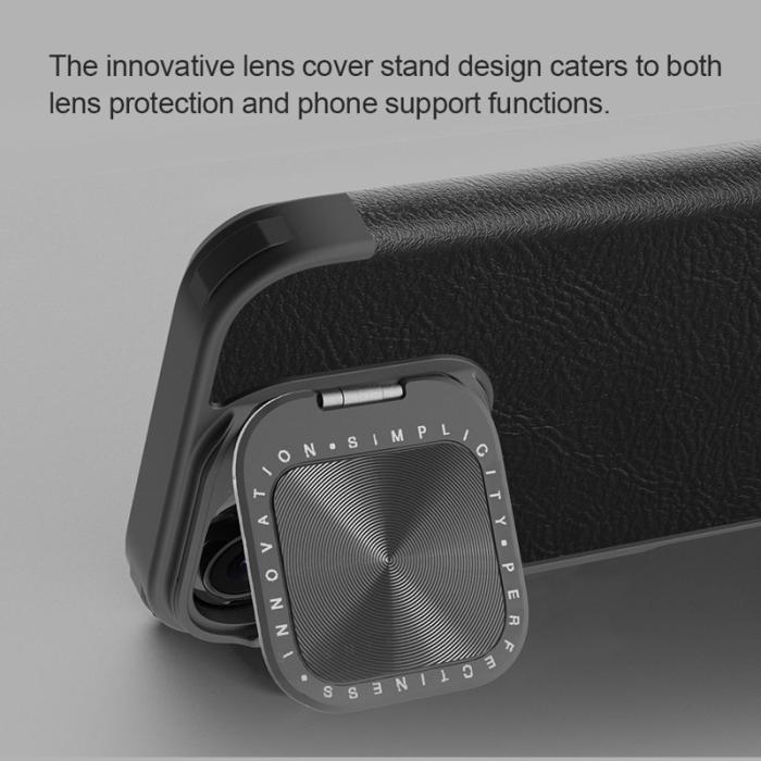 Nillkin - NILLKIN Qin Prop Series iPhone 16 Läderfodral Ställ - Svart