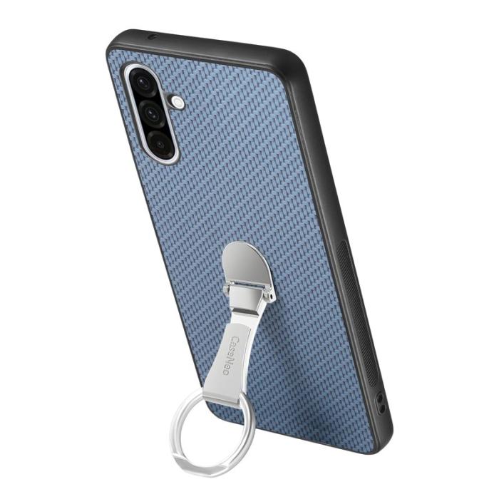 OEM - Samsung Galaxy A56 5G Fodral Kickstand Läder Carbonfiber Blå