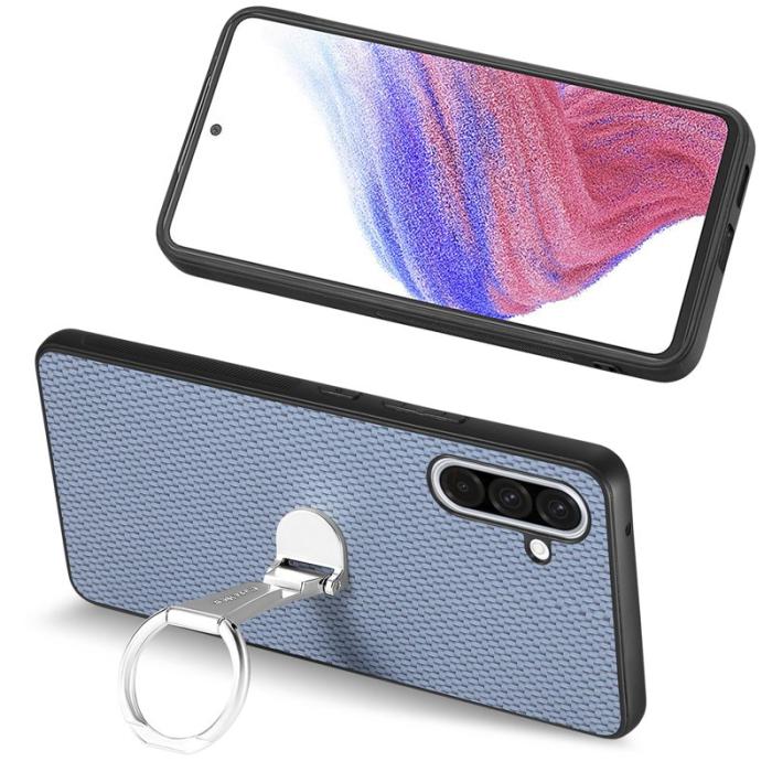 OEM - Samsung Galaxy A56 5G Fodral Kickstand Läder Carbonfiber Blå