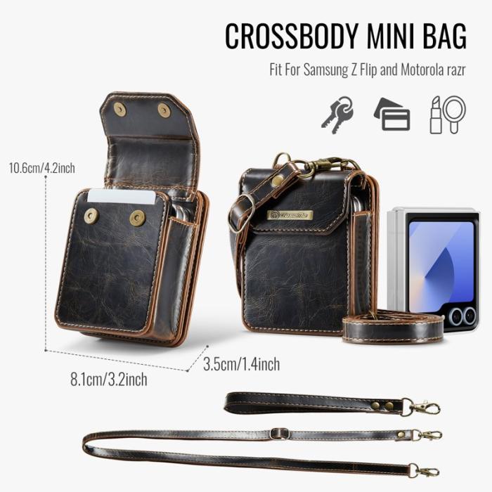 OEM - Samsung Galaxy Z Flip7 FE 5G Fodral Läder med Rem - Kaffe