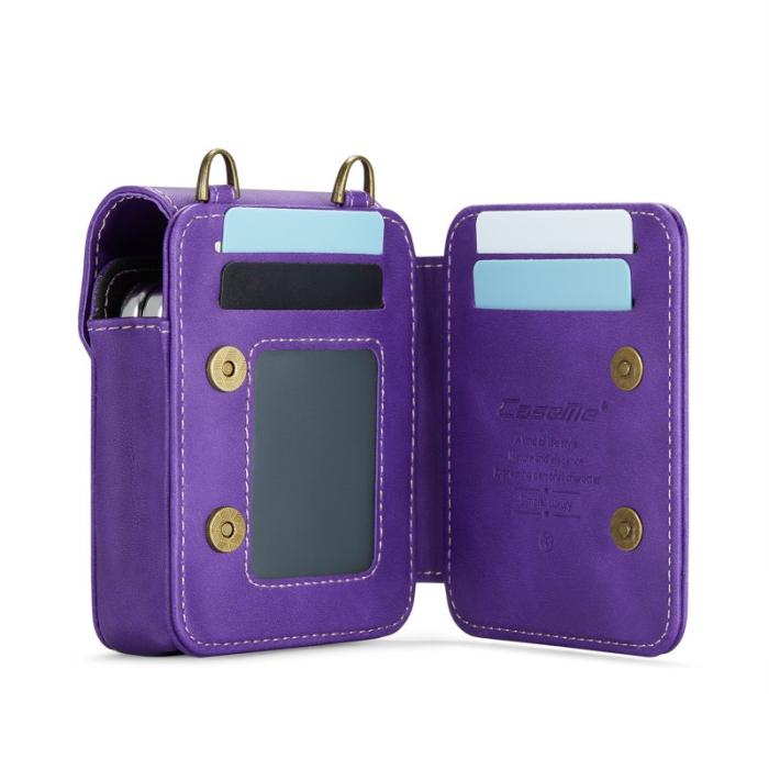 OEM - Samsung Galaxy Z Flip7 FE 5G Fodral med Rem RFID Läder Mörklila