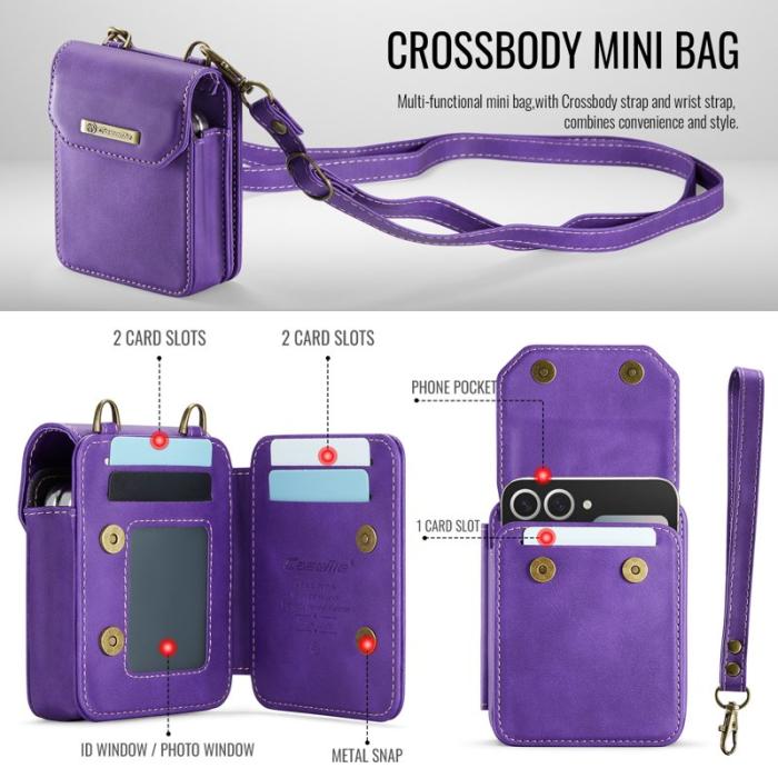 OEM - Samsung Galaxy Z Flip7 FE 5G Fodral med Rem RFID Läder Mörklila