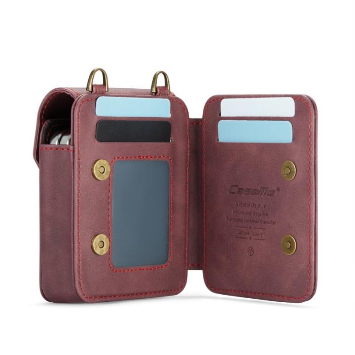 OEM - Samsung Galaxy Z Flip7 FE 5G Fodral med Rem RFID Läder Röd