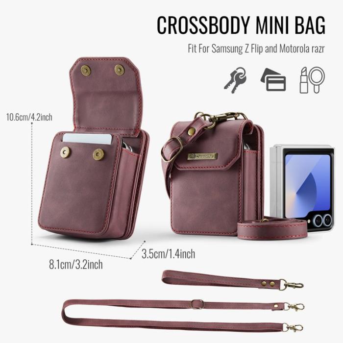 OEM - Samsung Galaxy Z Flip7 FE 5G Fodral med Rem RFID Läder Röd