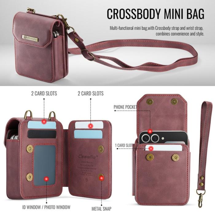 OEM - Samsung Galaxy Z Flip7 FE 5G Fodral med Rem RFID Läder Röd