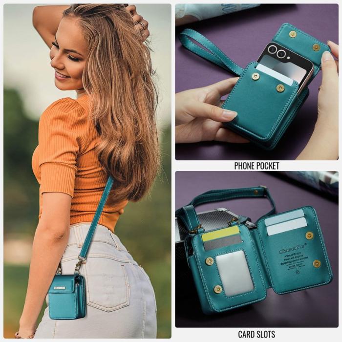 OEM - Samsung Galaxy Z Flip7 FE 5G Läderfodral RFID Grön