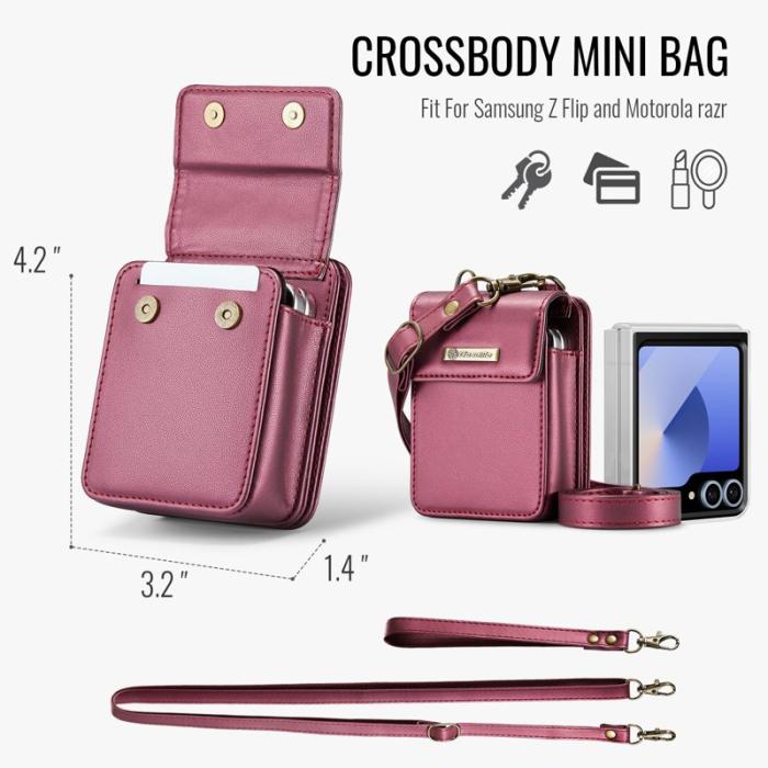 OEM - Samsung Galaxy Z Flip7 FE 5G Läderfodral RFID Röd