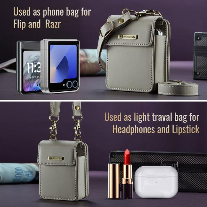 OEM - Samsung Galaxy Z Flip7 FE 5G Läderfodral RFID Skydd - Grå