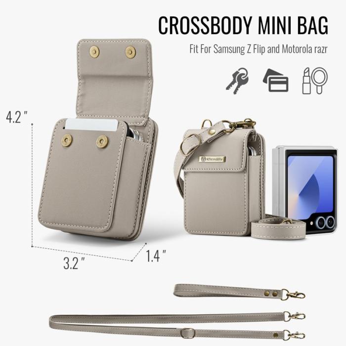 OEM - Samsung Galaxy Z Flip7 FE 5G Läderfodral RFID Skydd - Grå