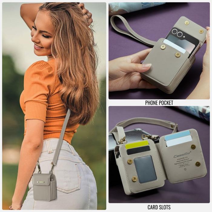 OEM - Samsung Galaxy Z Flip7 FE 5G Läderfodral RFID Skydd - Grå