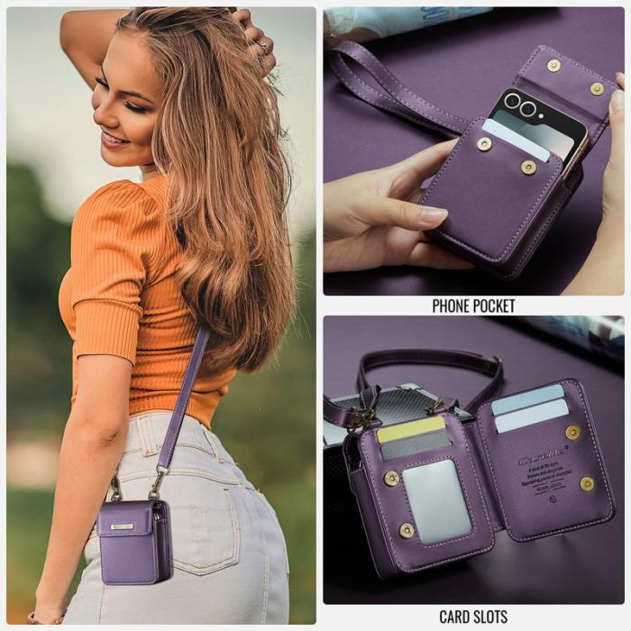 OEM - Samsung Galaxy Z Flip7 FE 5G Läderfodral RFID Skydd Lila