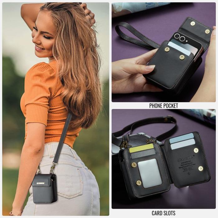 OEM - Samsung Galaxy Z Flip7 FE 5G Läderfodral RFID Skydd - Svart