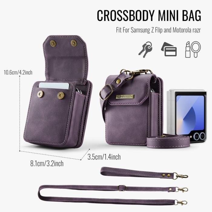 OEM - Samsung Galaxy Z Flip7 FE Fodral med Rem RFID Läder Lila