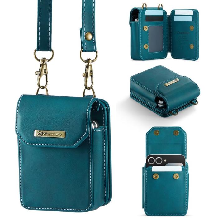 OEM - Samsung Galaxy Z Flip7 FE Fodral med Rem RFID Skydd Läder Grön