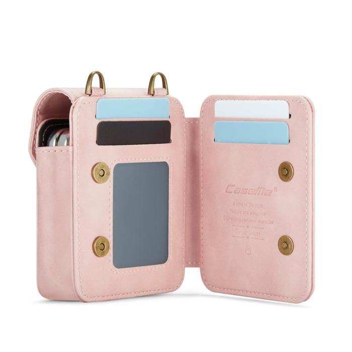 OEM - Samsung Galaxy Z Flip7 FE Fodral med Rem RFID Skydd Läder Rosa