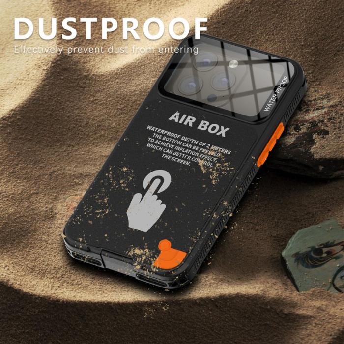 SHELLBOX - SHELLBOX Air Box Series iPhone 15 Pro Vattentät Fodral Svart