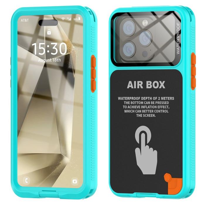 SHELLBOX - SHELLBOX Air Box Series iPhone 15 Pro Vattentät Skal Blå